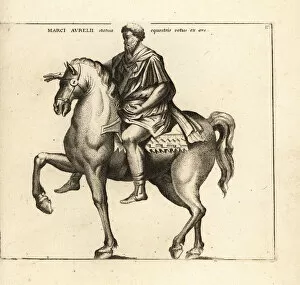 Equestrian Statue of Roman Emperor Marcus Aurelius. 1779 (engraving)