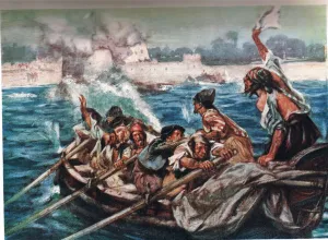 Escaping the attack, illustration from The Land of the Golden Trade Escaping the attack, illustration from The Land of the Golden Trade