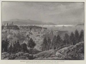Esquimalt Harbour, Vancouver Island, British Columbia, Our New Naval Station (engraving) Esquimalt Harbour, Vancouver Island, British Columbia, Our New Naval Station (engraving)