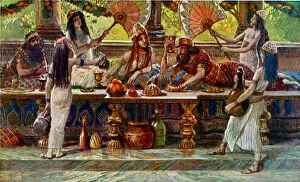 Fans Collection: Esther feasts with the king, by Tissot - Bible