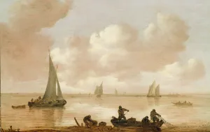 An estuary with fisherman hauling in their nets (oil) An estuary with fisherman hauling in their nets (oil)