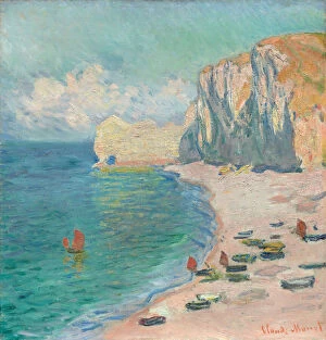 Etretat: The Beach and the Falaise d'Amont, 1885 (oil on canvas)