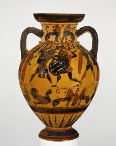 Euboean black-figure neck amphora, c.570-60 BC (terracotta) Euboean black-figure neck amphora, c.570-60 BC (terracotta)