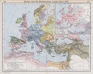 Europe and the Mediterranean Lands about 1097 (colour litho) Europe and the Mediterranean Lands about 1097 (colour litho)