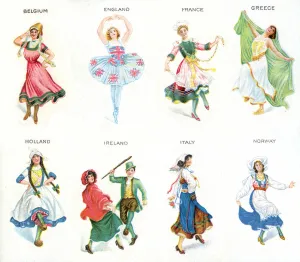 European Dancers, cigarette cards, 1915 (colour litho) (see also 473603) European Dancers, cigarette cards, 1915 (colour litho) (see also 473603)