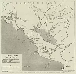 Montenegro Collection: The European Demonstration on the Adriatic Coast, Map of the Albanian and Montenegrin Frontier