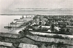 European Quarter in Lagos, Nigeria, 1887 (litho) European Quarter in Lagos, Nigeria, 1887 (litho)