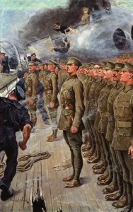 The evacuation of the troopship SS Tyndareus, 6 February 1917 (oil on board) The evacuation of the troopship SS Tyndareus, 6 February 1917 (oil on board)