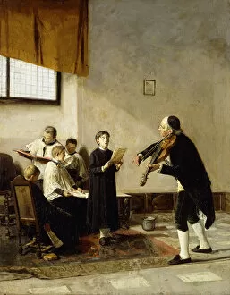 On the Eve of the feast (A Lesson in choral singing), (oil on canvas)
