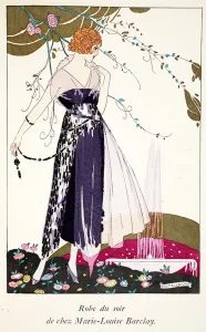 Evening gown by Marie-Louise Barclay, 1919-21 (pochoir print) Evening gown by Marie-Louise Barclay, 1919-21 (pochoir print)
