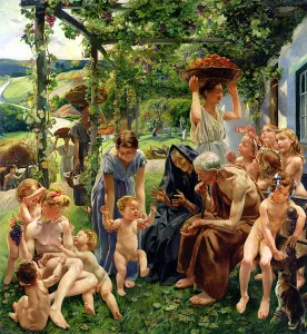 The Evening, right panel from the triptych The Golden Age, 1901 (oil on panel) The Evening, right panel from the triptych The Golden Age, 1901 (oil on panel)