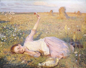 Lying On Side Collection: Evening Song, 1893 (oil on canvas)
