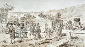 Examples of 18th Century Means of Transport, 1886 (colour litho) Examples of 18th Century Means of Transport, 1886 (colour litho)