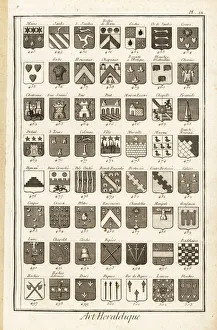 Examples of heraldic terms describing a coat of arms. 1763 (engraving) Examples of heraldic terms describing a coat of arms. 1763 (engraving)