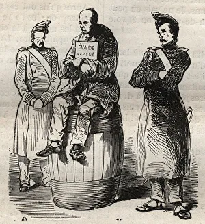 Exhibition of a forced evade (Evade returned) at the Toulon bagne in the 19th century Exhibition of a forced evade (Evade returned) at the Toulon bagne in the 19th century
