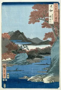 Hiroshige's Woodblock Print of Tatsuta River, Yamato Province (1797-1858)