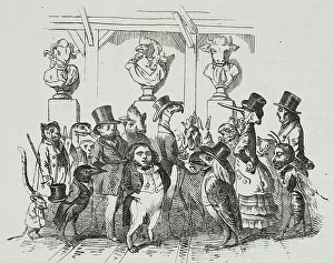 Exit from theater, caricature by Jean-Jacques Grandville (1803-1847) Exit from theater, caricature by Jean-Jacques Grandville (1803-1847)
