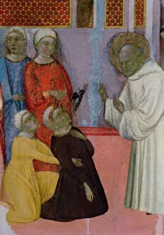 Exorcism of a Man Possessed by a Demon, from the Altarpiece of St. Bernard of Clairvaux (oil on panel)