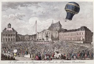 Experiment at Versailles of the Montgolfier brothers with the flight in a ' Experiment at Versailles of the Montgolfier brothers with the flight in a '