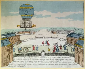 Experiment at Versailles of the Montgolfier brothers with the flight in a ' Experiment at Versailles of the Montgolfier brothers with the flight in a '