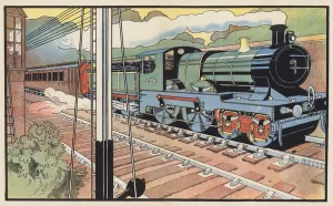 The Express Train passing a Signal-Box (colour litho) The Express Train passing a Signal-Box (colour litho)