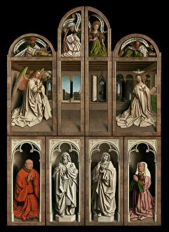 Religious Personality Gallery: Exterior of Left and Right panels of The Ghent Altarpiece, 1432 (oil on panel)