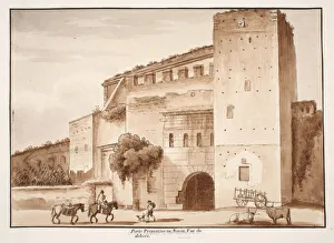 Exterior view of the Porta Prenestina or Nevia, 1833 (etching with brown wash) Exterior view of the Porta Prenestina or Nevia, 1833 (etching with brown wash)
