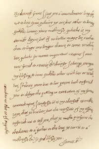 Facsimile of a letter dated 10th August 1623 from James I to Prince Charles Facsimile of a letter dated 10th August 1623 from James I to Prince Charles