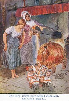 The Fairy Godmother touched them with her Wand, Cinderella, 1925 (colour litho) The Fairy Godmother touched them with her Wand, Cinderella, 1925 (colour litho)