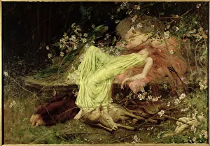 A Fairy Tale: 'All Seemed to Sleep, the Timid Hare on Form' - Scott, c.1895 (oil on canvas) A Fairy Tale: 'All Seemed to Sleep, the Timid Hare on Form' - Scott, c.1895 (oil on canvas)