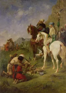 A Falcon Hunt in Algeria: The Quarry, before 1863 (oil on canvas) A Falcon Hunt in Algeria: The Quarry, before 1863 (oil on canvas)