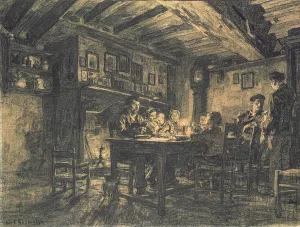 Family supper in the evening, 1883 (charcoal on paper) Family supper in the evening, 1883 (charcoal on paper)
