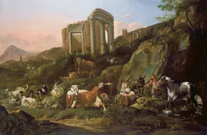 Farm animals in a Classical landscape, 1684 (oil on canvas) Farm animals in a Classical landscape, 1684 (oil on canvas)