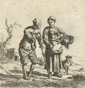 Farmer and his wife in conversation (etching) Farmer and his wife in conversation (etching)
