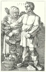 Farmers selling their produce, 1512 (engraving) Farmers selling their produce, 1512 (engraving)