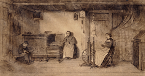 In the Farmhouse Parlour, (pencil and charcoal on paper) In the Farmhouse Parlour, (pencil and charcoal on paper)