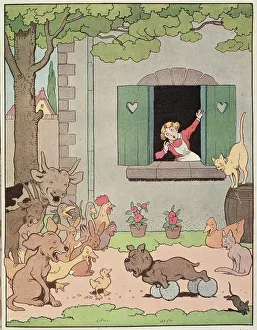 The farmyard animals rejoicing at the discomfiture of Grognard, illustration for Placide et Gedeon 1926 (colour litho) The farmyard animals rejoicing at the discomfiture of Grognard, illustration for Placide et Gedeon 1926 (colour litho)