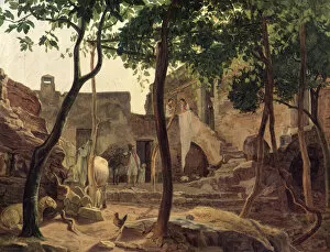 Images Dated 6th July 2007: Farmyard near Sorrento, 1827 (oil on canvas)