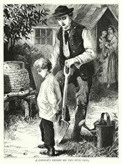 A Father's Lesson on the Busy Bees (engraving)