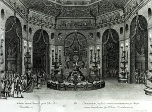 Feast given in the little grounds in Versailles, 1678 (engraving) (b/w photo) Feast given in the little grounds in Versailles, 1678 (engraving) (b/w photo)