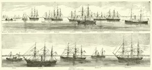 Powhatan Gallery: Federal fleet at Hampton Roads, December 1864 (engraving)