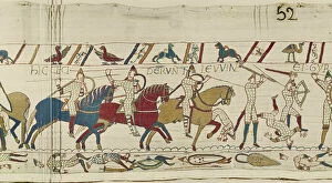 Here fell the brothers of Harold: Gyrth and Leofwine, Bayeux Tapestry (wool embroidery on linen)
