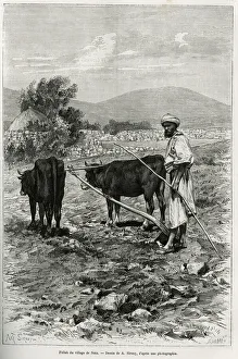 Fellah (Middle East agricultural worker) from the village of Nain. Engraving by A Fellah (Middle East agricultural worker) from the village of Nain. Engraving by A