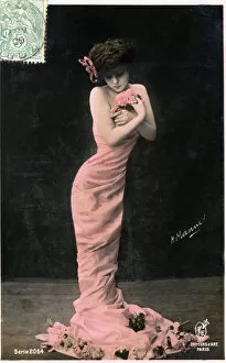 Paul Emile Theodore Ducos Gallery: Female ideal around 1900: young beauty with a very thin silhouette, postcard. (photo)