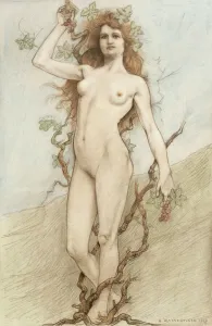 Female nude with grapes, 1897 (original) (etching) Female nude with grapes, 1897 (original) (etching)
