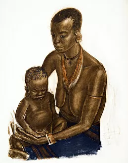 Alexander Yakovlev Gallery: Femme M Gogo avec son enfant (Dodoma), from Dessins et Peintures d Afrique