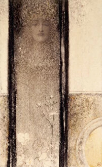 Colored Chalk Gallery: Femme Mysterieuse, c.1909 (pencil, charcoal and coloured chalks on card)