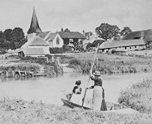 Bury Collection: Ferry across the Arun at Bury, Sussex (b / w photo)