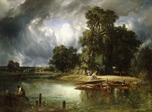 The Ferry Crossing, 1849 (oil on canvas)