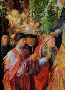 The Festival of the Rose Gardens, detail to the left: praying, 1506 (oil on wood) The Festival of the Rose Gardens, detail to the left: praying, 1506 (oil on wood)
